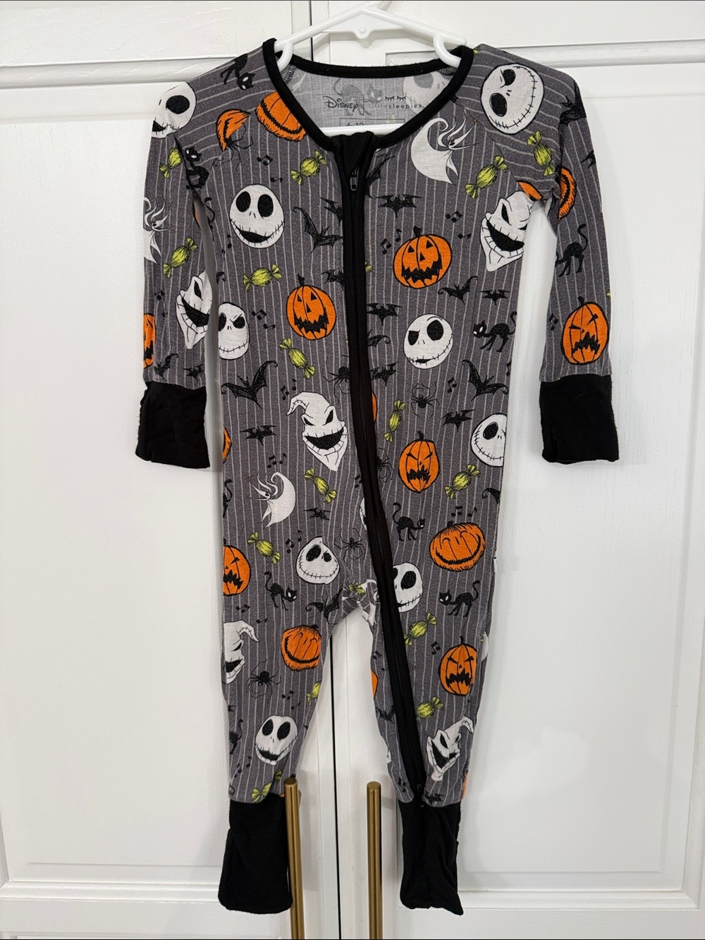 Gray, Orange & Black Jack Skellington Halloween One-Piece
